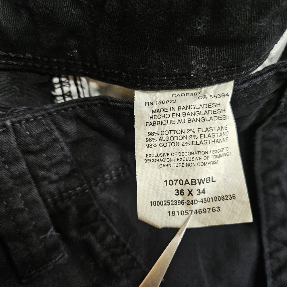 Wrangler Cargo Work Pants Mens 36x33 Black High Rise Straight Leg Relaxed Fit - Picture 6 of 11